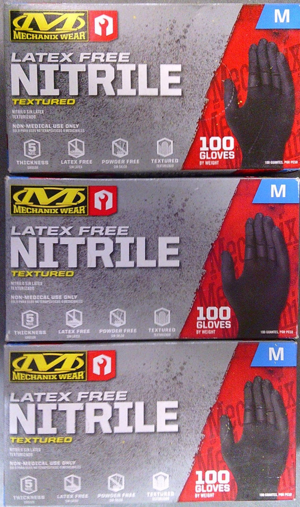 Mechanix Wear: Med Latex Free 5 Mil Nitrile Textured Gloves Black (300 Gloves)