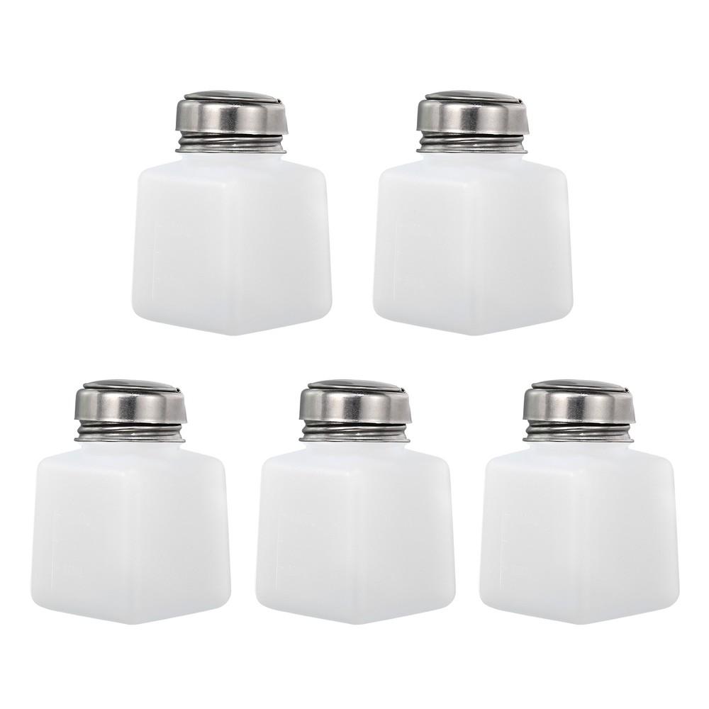 5Pack 3.4 Oz/100ml Alcohol Push Down Pump Dispenser Bottle Press White