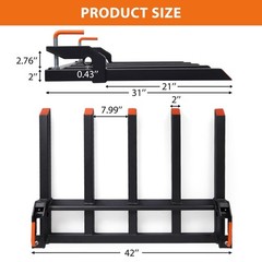 Clamp-On Debris Forks for 48″ Tractor Bucket ,2500 LBS with 5 Tines Pallet Forks