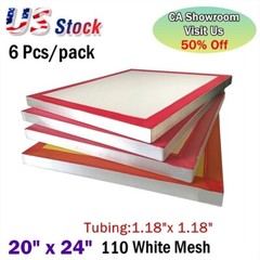 6pcs 20″ x 24″ Aluminum Frame with 110 White Mesh Silk Screen Printing Screens
