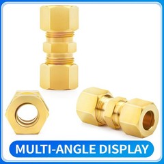 2 PCS 5/8×5/8 Inch OD Brass Compression Tube Union Connector Fitting