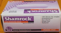 2-Pk Shamrock Latex Powder Free Exam Gloves 100 Count each Size Medium #10112