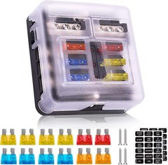 12V Fuse Box 6 Way 12 Volt Fuse Block ATO/ATC with LED Indicator Light Waterp…