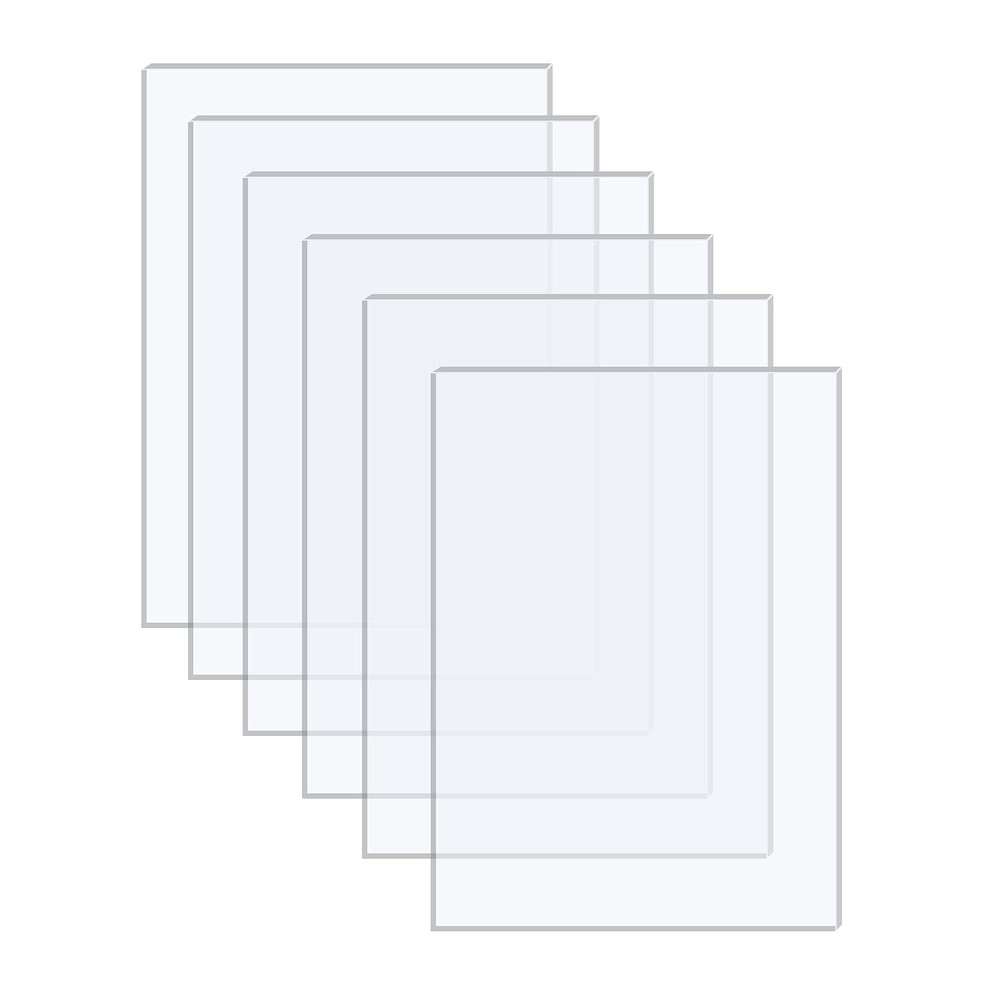Acrylic Sheets 6 Pack of 8×10 0.043″ Thick Clear Plexiglass Transparent