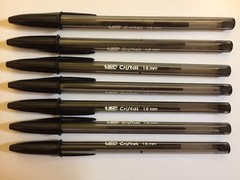 Lot of 7 BLACK Bic Cristal Ballpoint Pens 1.6mm, Xtra-Bold