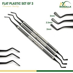 Dental Flat Plastic Composite Filling Instruments Set of 3 Mate Black Tips