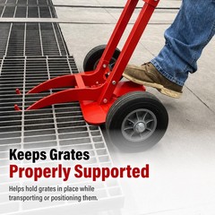Grate Lifter Trolley Heavy Duty Floor Grate Removal Tool with 8″ Air Wheels