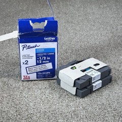 Brother P-Touch Standard Laminated Label Tape 2 Pack Black On White TZe-2312PK