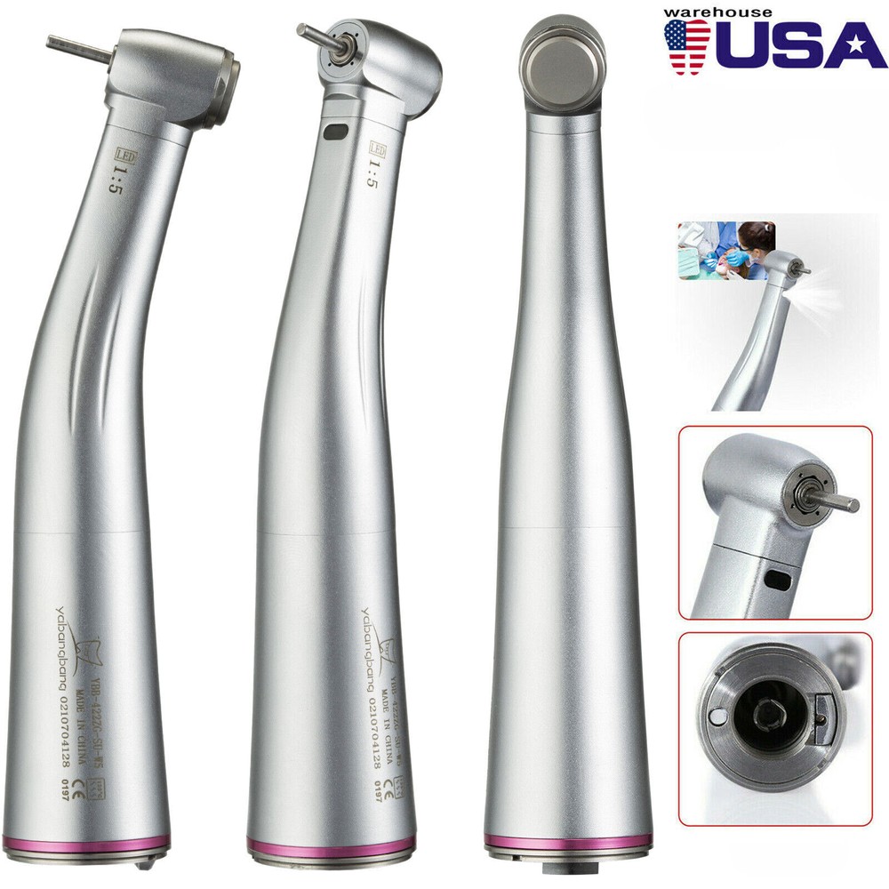 NSK Ti-MAX X95L Style Dental 1:5 LED Fiber Optic Contra Angle Handpiece Red Ring