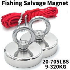 61kg Strong Fishing Magnet Kit Double-Sided Pull Force and Rope Carabiner