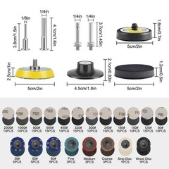 195pcs 2″ Sanding Disc Set 80-3000 Grit 1/4″ Shank for Drill Die Grinder Rotary