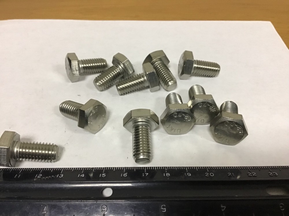 Qty (10) M10 X 20 MM Long X 1.5MM Pitch Stainless Steel Hex Bolts
