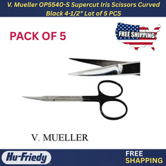 V. Mueller OP5540-S Supercut Iris Scissors Curved Black 4-1/2″ SET OF 5 PCS