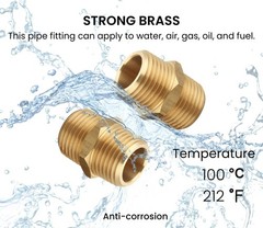 3/4 Inch NPT Brass Nipple Male Pipe Fitting Adapter, Hex Nipple, 3/4 inch x 3…