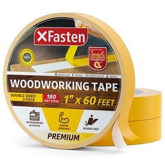 XFasten Double Sided Woodworking Tape 1-inch 180-Feet Total 3-Pack Double Sti…