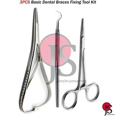 3 PCS Orthodontic Basic Dental Ligature Ties Removal Braces Fixing Tool Kit
