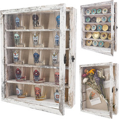 11X14 Display Case with Adjustable Shelves White, 4-Tier Memory Shadow