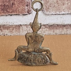 Vtg Solid Brass Elf on Mushroom Figurine Small Pixie Statue Cottagecore Fairy