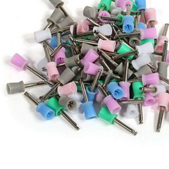 100pc/box Dental Polishing Cups Brush Prophy Nylon Metal Latch Flat Mixed Color