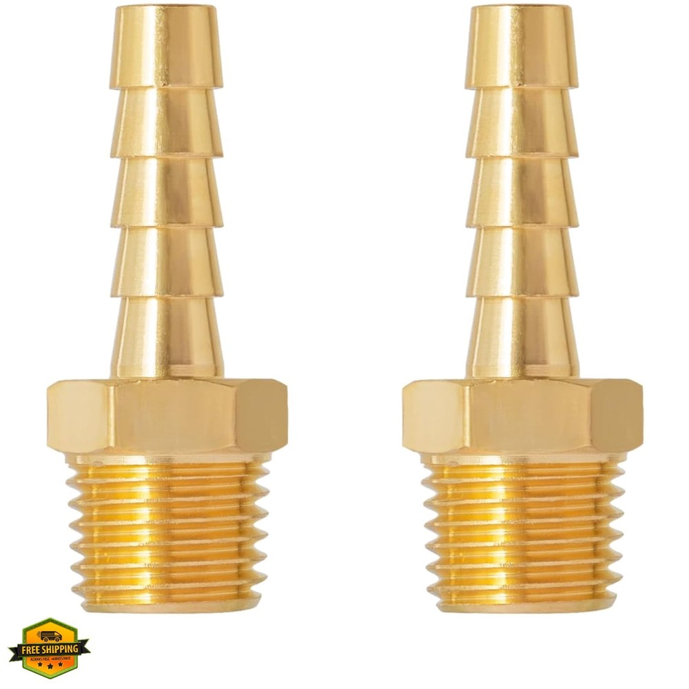 1/4” NPT Brass Hose Barb Fittings, 1/4” NPT Male Thread to 1/4 Inch Barbed …