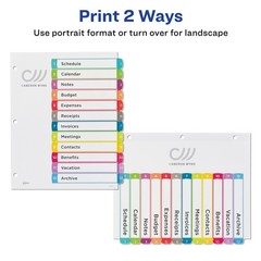 Avery Dividers for 3 Ring Binders, 12 Tabs per Set, One Size, Multicolor