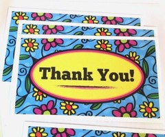 Business Cards Thank You Business Cards, Tags Blue Yellow Flowers 3.5×2″