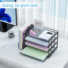 Compact Black Paper Organizer with Vertical File Holder – Ideal for Modern Desks