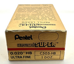 Pentel Super Hi-Polymer Ultra Fine .02″ Lead Refills 0.5mm HB C505-HB 12 Tubes