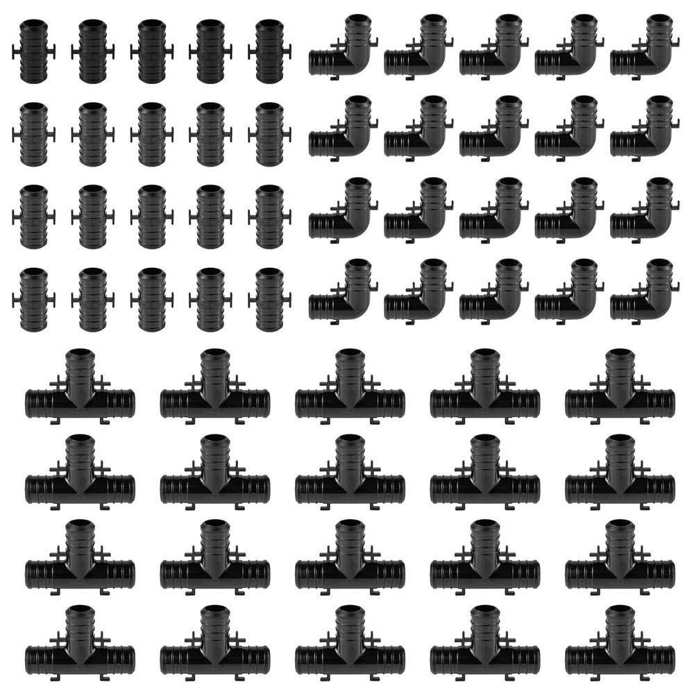 60 PCS Poly Crimp Pex Fittings 3/4″ Combo With Position Tab: Elbow ,Coupler Tee