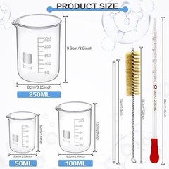 11Pcs Glass Beaker Set 50/100/250 ml Glass Graduated Cylinder 5/10/25/50 ml
