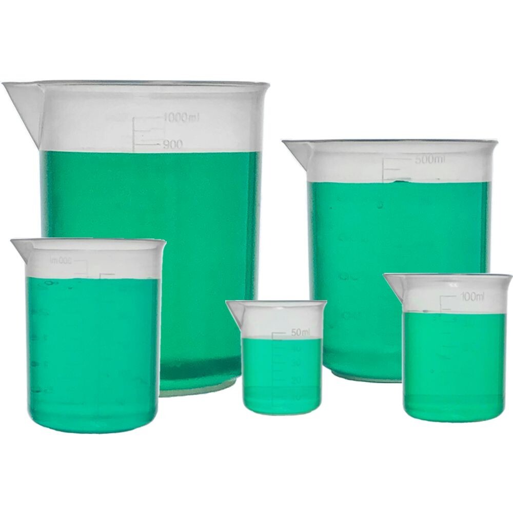 Set of 5 PP Beakers, 50, 100, 250, 500, 1000ml, Karter Scientific (Case 12)