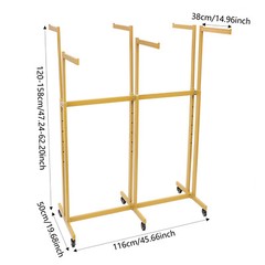 Modern Gold Clothing Display Rack Stand Retail Rolling Garment Hanger w/Wheels