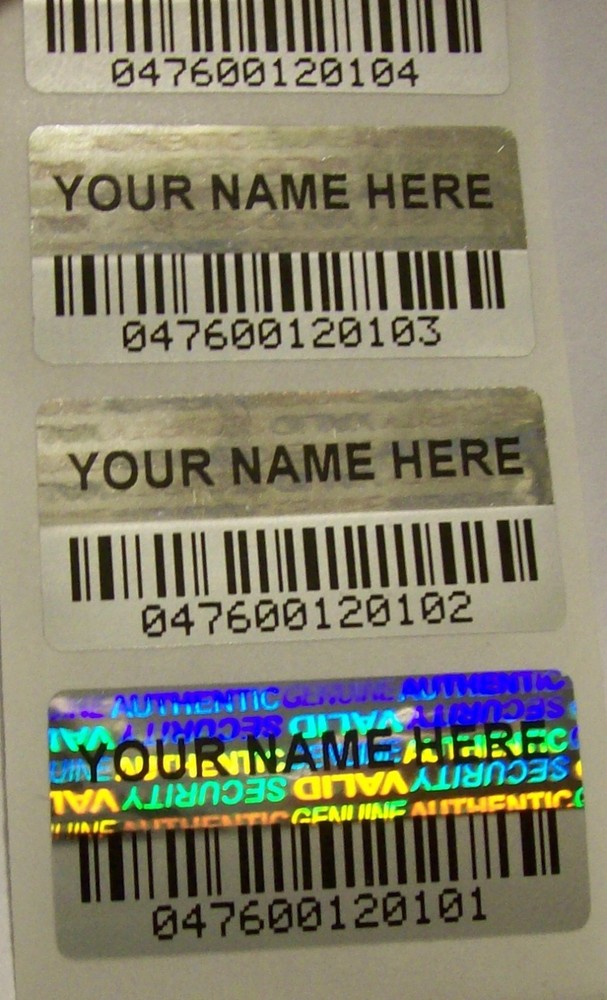 1500 BCc Custom Print BARCODE Security Hologram Tamper Evident Label Stickers