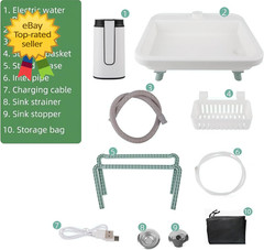 Portable Sink Electric Faucet Hand Wash Station Adjustable Height Utility Sink