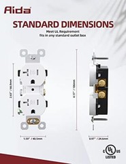 AIDA Duplex Electrical Receptacle Outlets, 20Amp 125V Assorted Colors , Sizes
