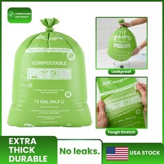 Compostable Trash Bags 13 Gallon Master Box 30 packs 750 count Certified BPI