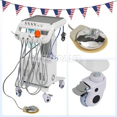 Dental Portable Mobile Cart Delivery Unit System 4Holes with Air Compressor US