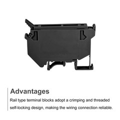 DIN Rail Mount Fuse Holder Terminal Blocks Screw Type Black UK5 Pack of 10