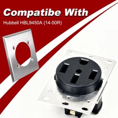 2 Gang Single Hole Outlet Cover Wall Plate +4 Screws for HBL9450A 14-50R Hubbell