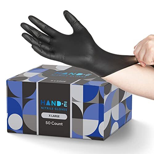Black Nitrile Disposable Gloves X-Large 50 Count – BBQ Tattoo Hair Dye Cookin…