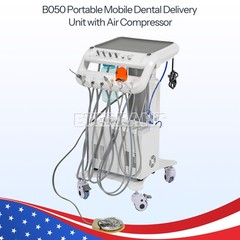 Dental Portable Mobile Cart Delivery Unit System 4Holes with Air Compressor US
