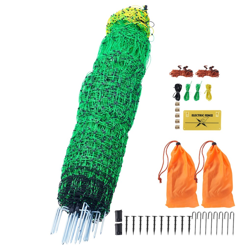 Uimoso Portable Electric Fence Netting 50″H x 164’L & Livestock with Mesh & Post