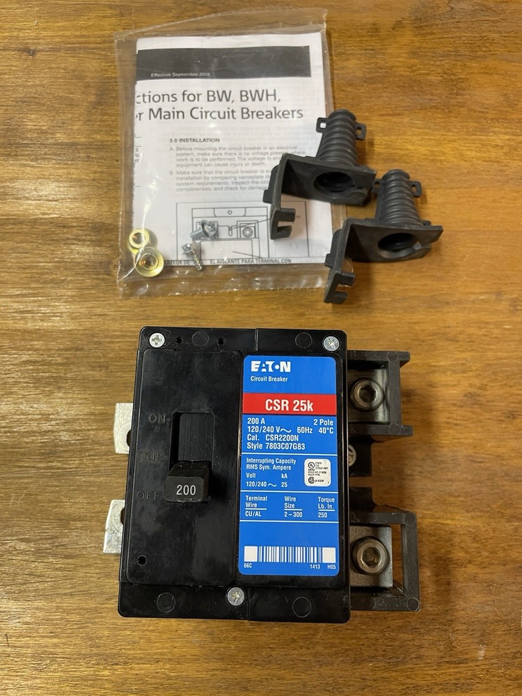 Eaton CSR2200N 200A 2-Pole Main Circuit Breaker Thermal Overload 120/240V 25k