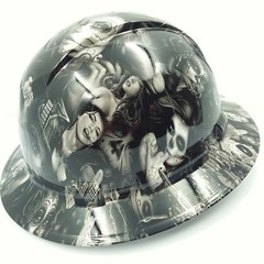 FULL BRIM Hard Hat custom hydro dipped , NEW TATTOO BABES HI DEF NEW