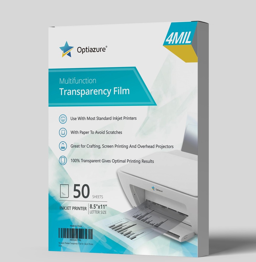 Inkjet Transparency Film 8.5 x 11 in Letter 50 Sheets for Projector