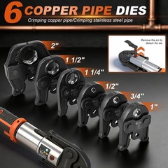 1/2″ -2″ Pro Press Tool Pipe Crimping Kit Press Tool Battery Kits with 6 Jaws