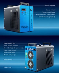 6L INDUSTRIAL DUAL WATER CHILLER FOR 50W-150W CO2 LASER ENGRAVER MACHINES