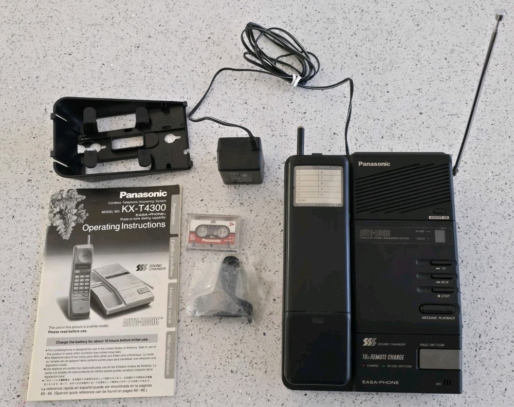 Vintage 1990s Cordless Phone Panasonic KX-T4300 Answering Machine 90s | Read