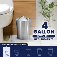 Plasticplace 4 Gallon Trash 0.7 Mil White Garbage Can 17 X 16 100 Count