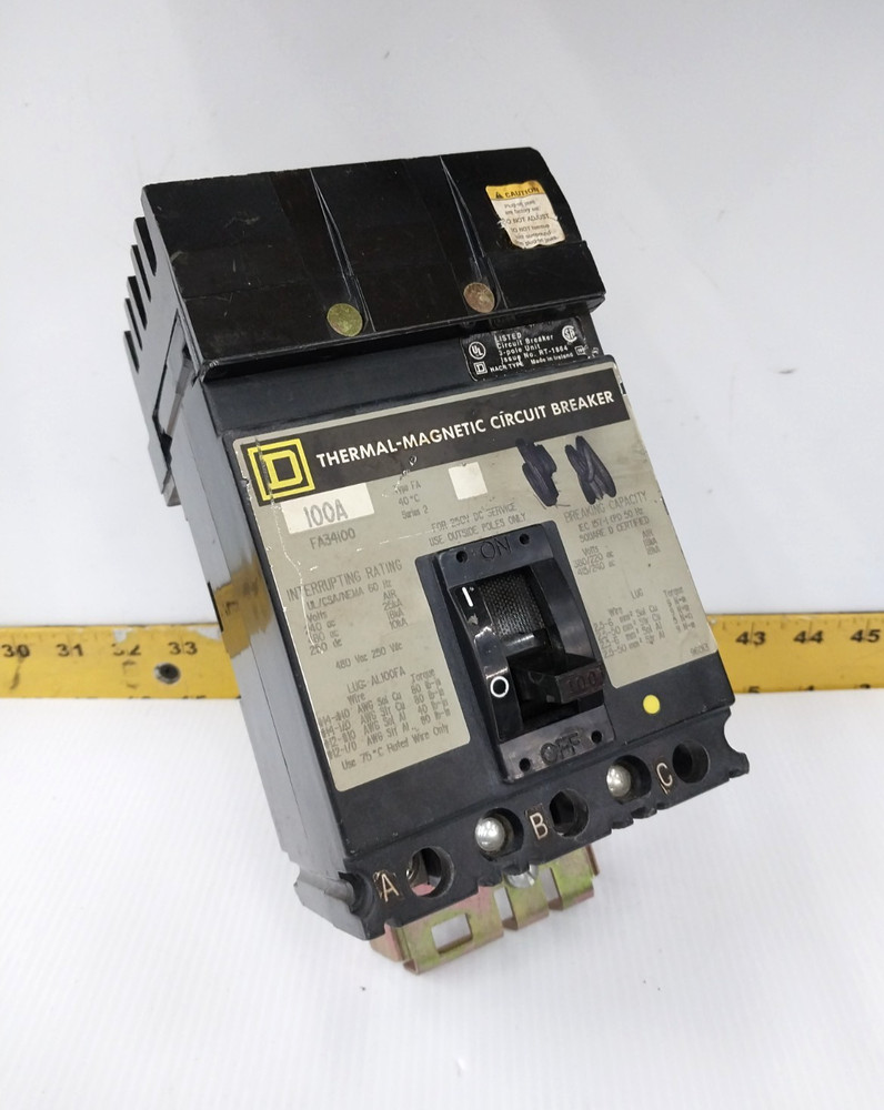 Square D 100 Amp I-Line Circuit Breaker 480 VAC / 250 VDC 3 Pole FA34100